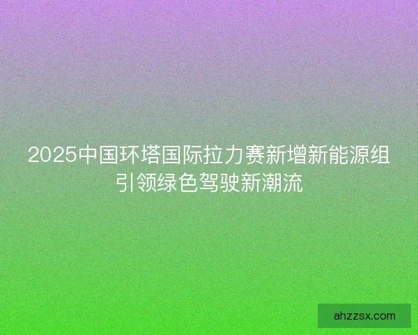 2025中国环塔国际拉力赛新增新能源组引领绿色驾驶新潮流 2025中国环塔国际拉力赛新增新能源组引领绿色驾驶新潮流