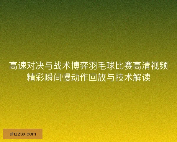 高速对决与战术博弈羽毛球比赛高清视频精彩瞬间慢动作回放与技术解读